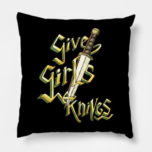 Give Girls Knives! gold & dagger. Pillow