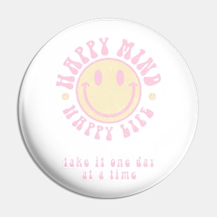 Happy Mind Happy Life Aesthetic, Positive Mind, Smiley Face, Trendy, Happy Mind Shirt, Positive Gifts For Friends Pin