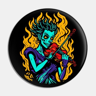 Zombie Violinist - Colorful Graphic Pin