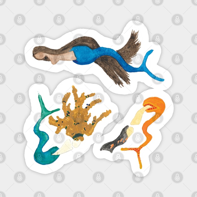 Merpeople on the Move - Sticker Set 2 Magnet by TooCoolUnicorn