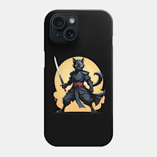 Shadow Sentinel: Red and Black Ninja Cat Phone Case