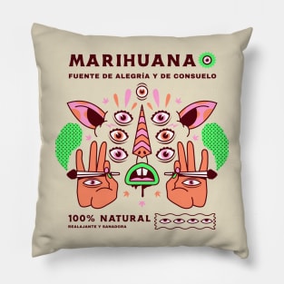 psychedelic trippy stoner colorful 420 mary jane yerba weed Pillow