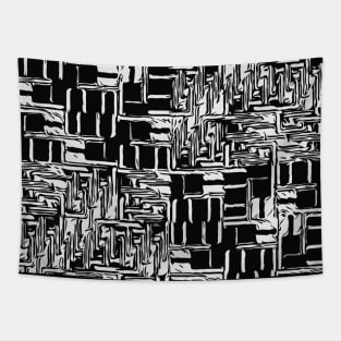 Black White Abstract Pattern Tapestry