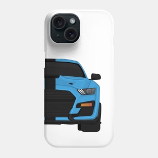 Shelby GT500 2020 Velocity-Blue + Black Stripes Phone Case