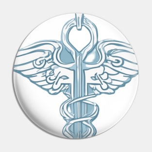Caduceus Pastel Blue Shadow Silhouette Anime Style Collection No. 203 Pin