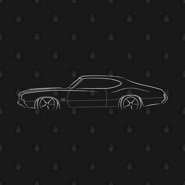 front/profile - 1970 Oldsmobile 442 - stencil, white by mal_photography