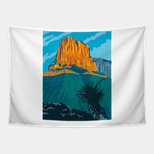 Guadalupe Mountains National Park with El Capitan Peak Texas United States WPA Poster Art Color Tapestry