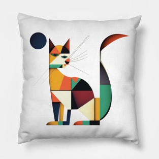 Geometric Cats Colorful Abstract Design Pillow