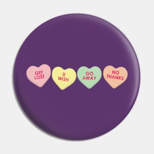 Rude Candy Hearts Pin