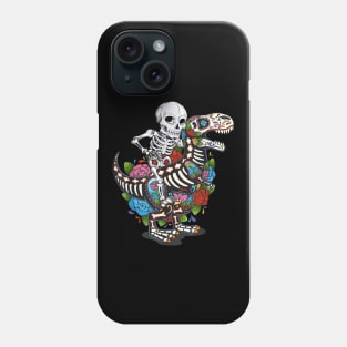 Skeleton Riding Dinosaur T rex dia de los muertos Phone Case