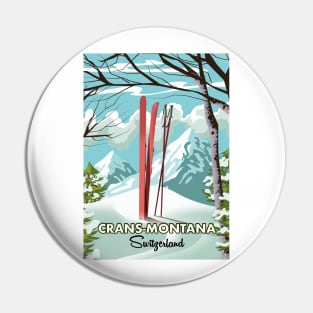 Crans-Montana Switzerland ski poster Pin