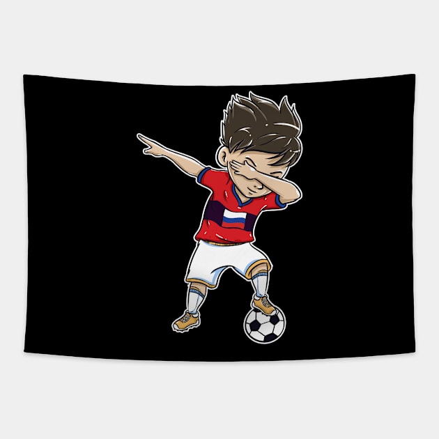 Dabbing Soccer Player Funny Russia Fan T-Shirt boy Tapestry by Pummli