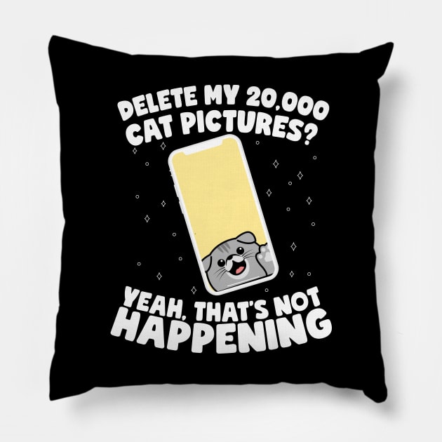 Delete My 20,000 Cat Pictures Pillow by thingsandthings