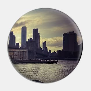 Manhattan Skyline Brooklyn Sunset NYC Pin