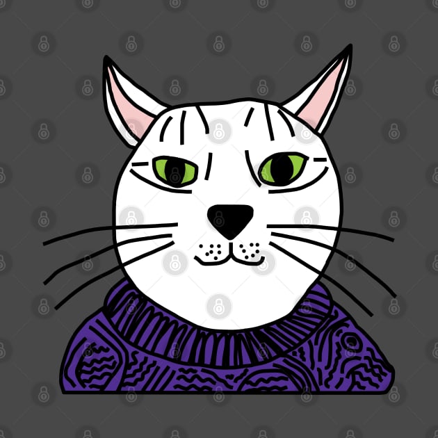 Portrait of Indigo Sweater Cat by ellenhenryart