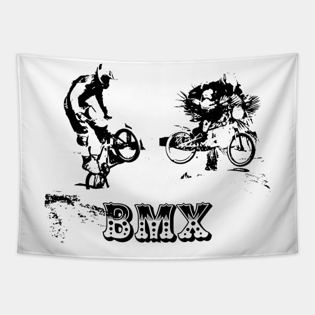 bmx racing Tapestry by rickylabellevie