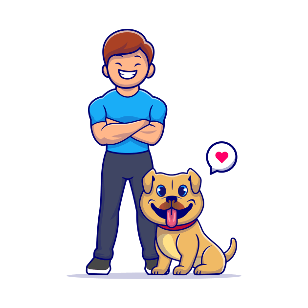 Cute Man With Dog Cartoon Vector Icon Illustration by Catalyst Labs