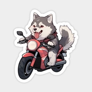 Cartoon Dog Rides Motorcycle to Fun Magnet