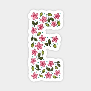 Floral Monogram Letter E Magnet