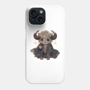 Cartoon African Cape Buffalo in Dracula Costume Phone Case