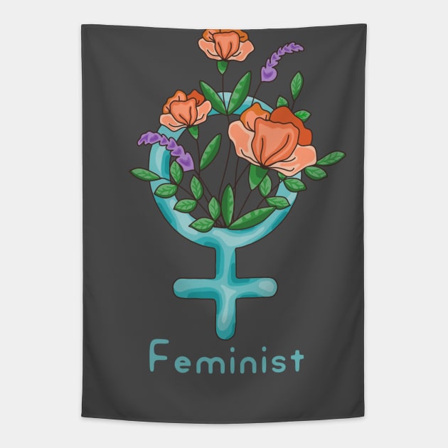 Feminist Flowers Tapestry by Slightly Unhinged