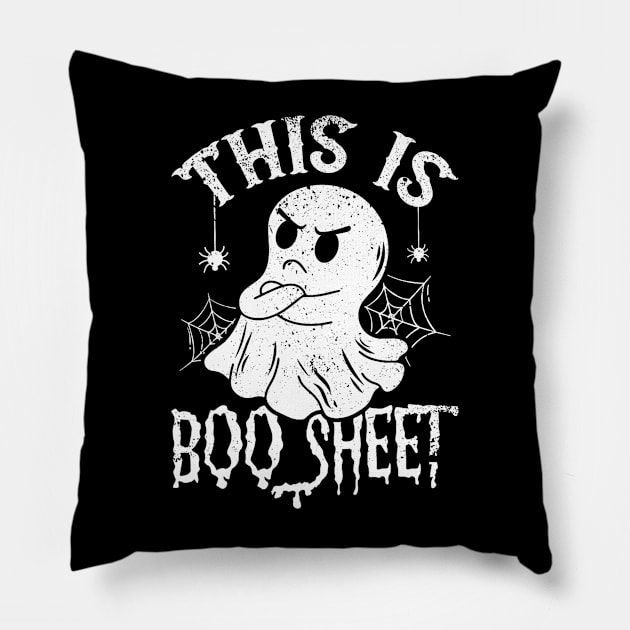 This Is Boo Sheet Spider Decor Ghost Spooky Halloween Pillow by everetto