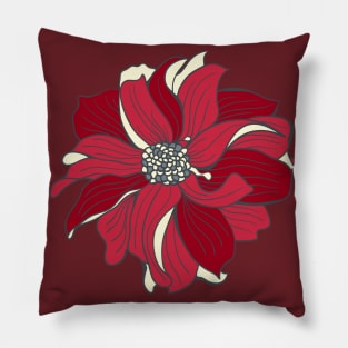 DAHLIA in cherry red, single flower Pillow