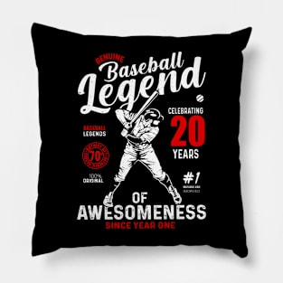 20th Birthday Gift Baseball Legend 70 Years Pillow