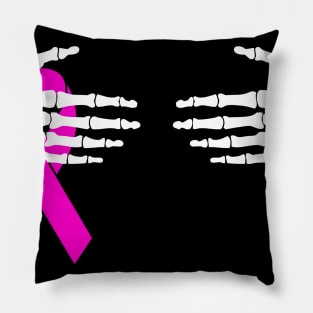 Breast Cancer Skeleton Hand Scary Halloween Pillow