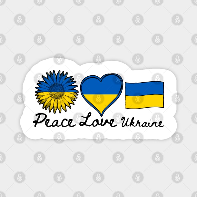 Peace Love Ukraine Magnet by Creatifly Graphic Tees