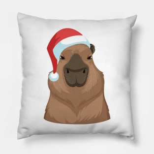 Christmas Capybara in Santa Hat Pillow