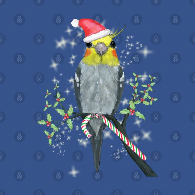 A portrait of a cockatiel Christmas style by Bwiselizzy