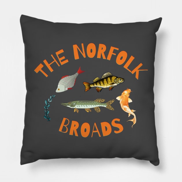 Norfolk Broads Fishing Pillow by MyriadNorfolk