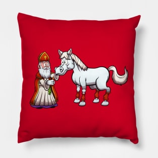 Saint Nicholas Feeding His Horse Pillow