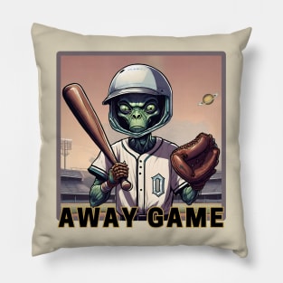 Space Alien Baseball Player at Away Game. Pillow