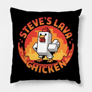 ( Pocket design ) Lava Chicken Miners Meme Steve Pixel Gaming Boys Kids Game Pillow