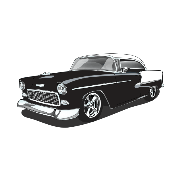 1955 Black Chevy Bel Air Print by RPM-ART