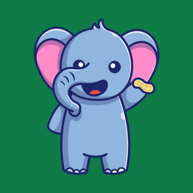 Cute Elephant Holding Nut Cartoon by Catalyst Labs