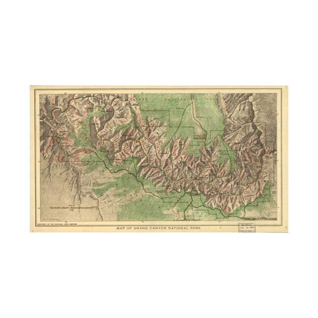 Vintage Map of The Grand Canyon (1926) by Bravuramedia