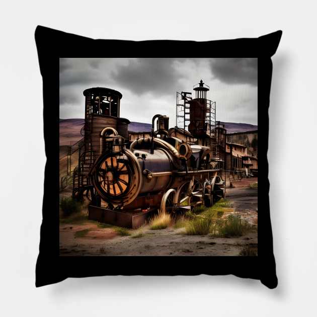 Steampunk train Pillow by Roguex