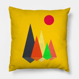 Minimalist Abstract Nature Art #12 Vibrant, Geometric, Colorful Mountains Pillow