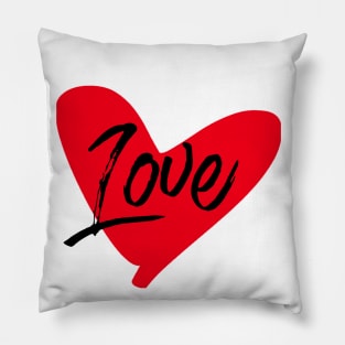 Love text with Red heart Pillow