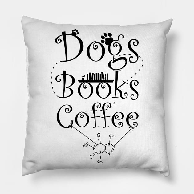 Dogs and Books and Coffee with Caffein Pillow by Ali Kalkanlı