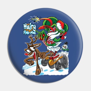 Santa Fink on a 4wd Sleigh Rudolf the Red Nosed Reindeer Pin