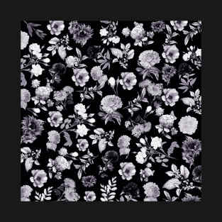 Black And White Floral Pattern T-Shirt