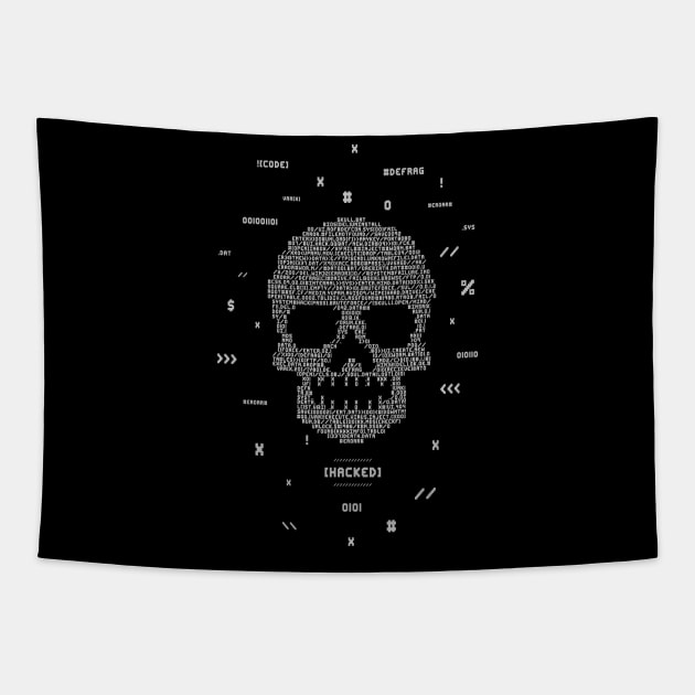 Hacked Skull Tapestry by Kiboune