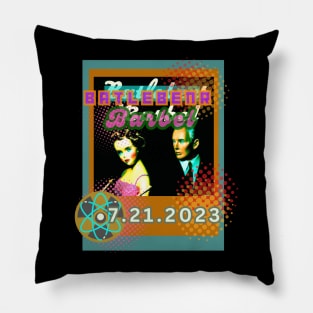 Barebenheimer. Imagined Movie Poster. Barbel - Atomic Summer. Barbenheimageddon 2023. European Release Pillow