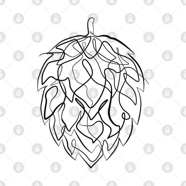 Hops Beer - One Line Drawing by Teeladen