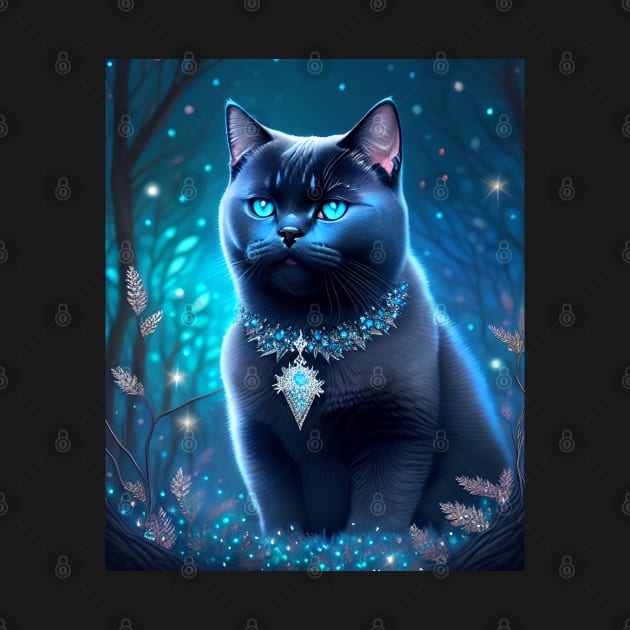 Magical Black British Shorthair Cat by Enchanted Reverie