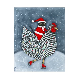 Ice Skating Christmas Chicken T-Shirt